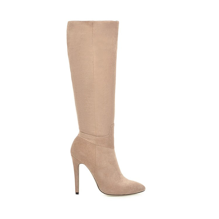 Pointed Toe Side Zippers Stiletto Heel Knee-High Boots for Women