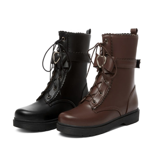 Lace Up Flat Platform Ankle Boots for Women