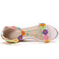 Women Flower String Bead Wedge Heel Plus Size Platform Sandals