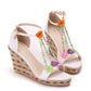 Women Flora Peep Toe String Bead Straps Wedge Heel Platform Sandals