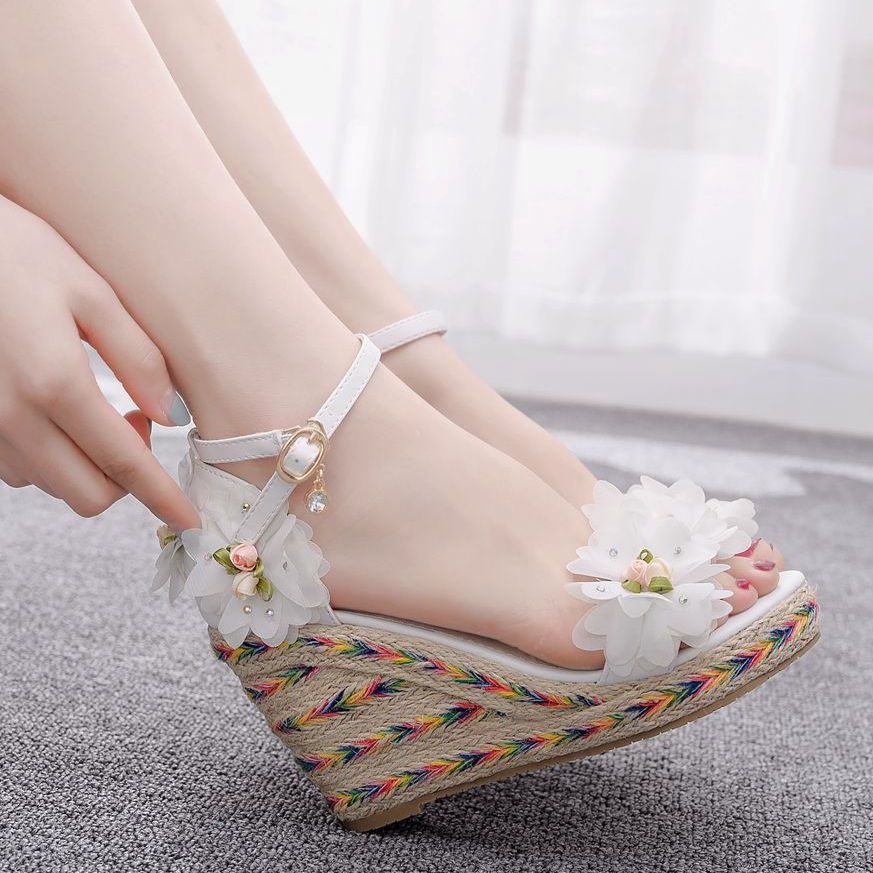 Women Flora Peep Toe Ankle Strap Wedge Heel Platform Sandals