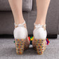 Women Flora Peep Toe Ankle Strap Wedge Heel Platform Sandals