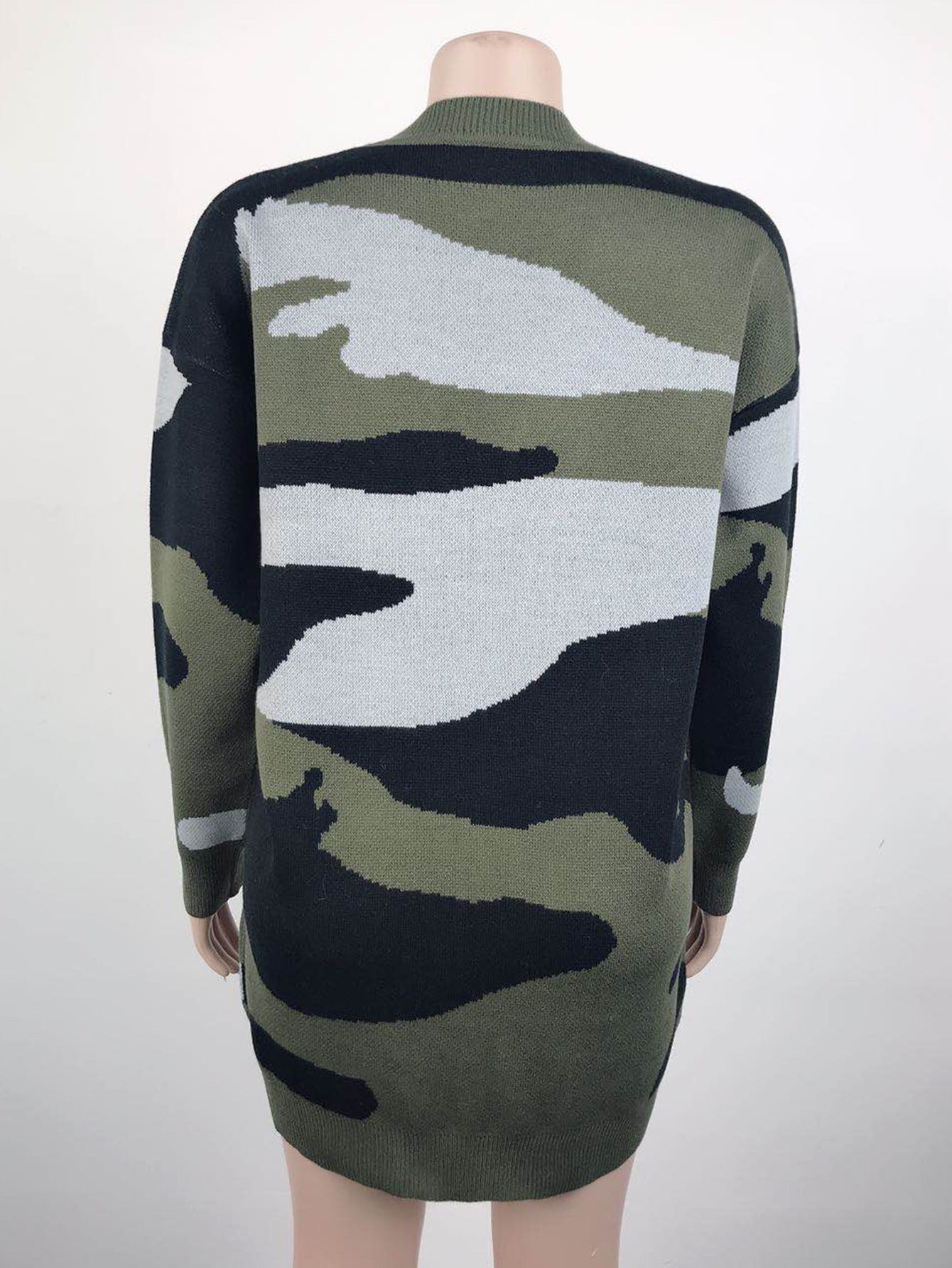 Cardigans Kniting Bicolor Camo Long Sleeves for Women
