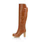 Ladies Faux Leather High Heel Knee High Boots