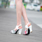 Ladies Color Block Flora Peep Toe Chunky Heel Platform Sandals