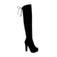 Ladies Fold Suede Back Tied Platform Chunky Heel Over the Knee Boots