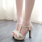 Ladies T Strap Pearls High Heel Platform Sandals
