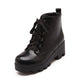 Pu Leather Round Toe Lace Up Block Chunky Heel Platform Ankle Boots for Women