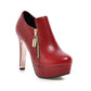 Glossy Side Zippers Chunky Heel Platform Short Boots for Women