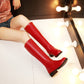 Pu Leather Round Toe Platform Knee High Boots for Women