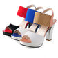 Ladies Bling Bling Glossy Color Block Round Toe High Heel Platform Sandals