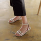 Ladies Ankle Strap Loves Shaped Flats Sandals
