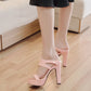 Ladies Candy Color Glossy High Heel Platform Sandals