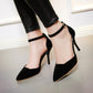 Ladies Suede Pointed Toe Ankle Strap Stiletto High Heel Sandals