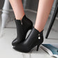 Pu Leather Pointed Toe Rhinestone Kitten Heel Short Boots for Women