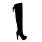 Ladies Suede Back Lace Chunky Heel Platform Over the Knee Boots