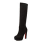 Zippers Round Toe Chunky Heel Platform Knee-High Boots for Women