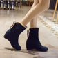 Round Toe Furry Bowtie Inside Heighten Ankle Boots for Women