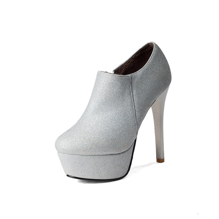 Sequins Stiletto Heel Platform Ankle Boots for Women