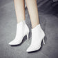 Pu Leather Pointed Toe Side Zippers Stiletto Heel Ankle Boots for Women