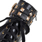 Ladies Pu Leather Belts Buckles Lace Up Block Heel Platform Ankle Boots