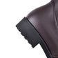 Ladies Pu Leather Belts Buckles Side Zippers Low Heel Knee High Boots