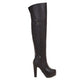 Ladies Pu Leather Side Zippers Platform Chunky Heel Over the Knee Boots