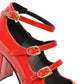 Ladies Pumps Glossy Retro Mary Janes Buckles Belts Block Heel Chunky Heels Shoes