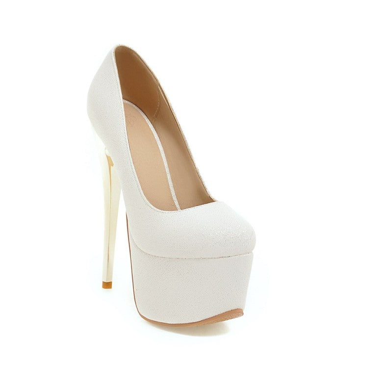 Ladies Glossy Almond Toe Stiletto Heel Platform Pumps Wedding Shoes