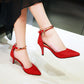 Ladies Metal Ankle Strap Frosted Pointed Toe Hollow Out Sequins High Heel Sandals
