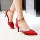 Ladies Metal Ankle Strap Frosted Pointed Toe Hollow Out Sequins High Heel Sandals