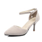 Ladies Suede Pointed Toe Ankle Strap Stiletto High Heel Sandals