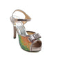 Ladies Butterfly Knot Color Block Sequins Stiletto High Heel Platform Sandals