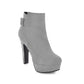 Ladies Suede Round Toe Side Zippers Chunky Heel Platform Short Boots