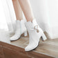 Ladies Pu Leather Round Toe Belts Buckles Block Heel Ankle Boots