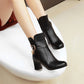 Ladies Pu Leather Round Toe Belts Buckles Block Heel Ankle Boots