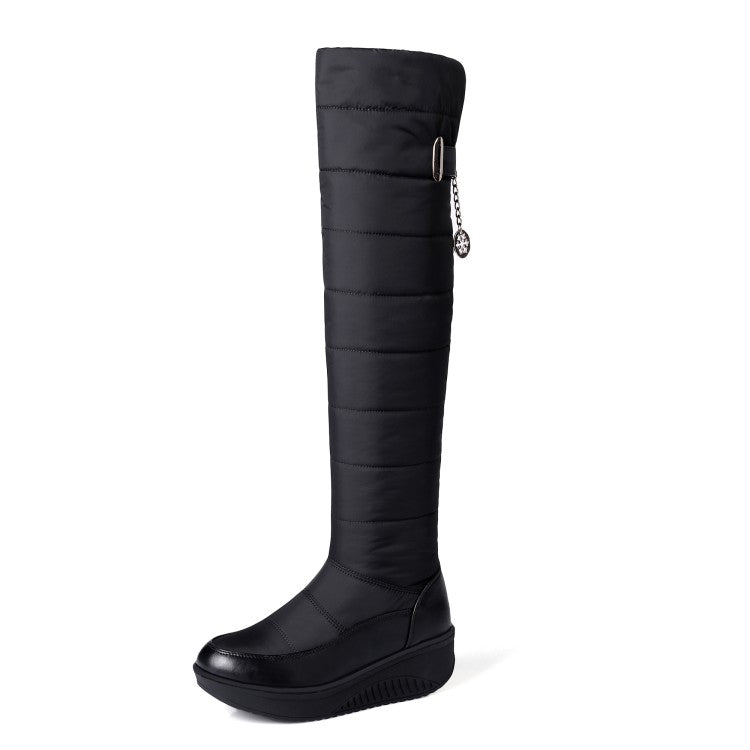 Ladies Waterproof Winter Wedge Heels Down Tall Boots for Winter