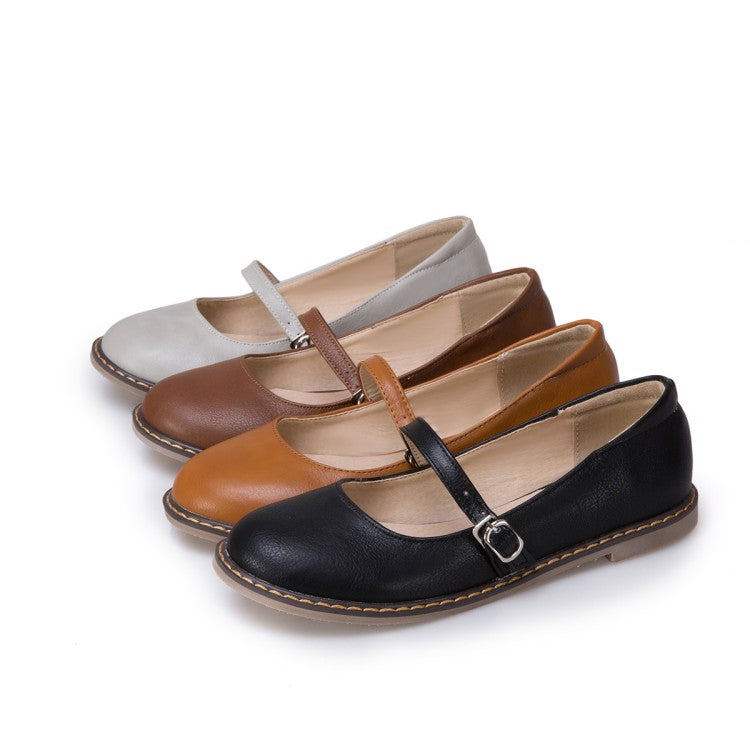 Ladies Stitch Mary Janes Flats Shoes