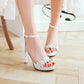 Ladies Solid Color Flora Round Toe High Heel Platform Sandals