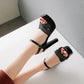 Ladies Bling Bling Ankle Strap Chunky Heel High Heels Platform Sandals