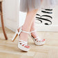 Ladies Solid Color Hollow Out Roman Style Chunky Heel High Heels Platform Sandals