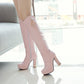 Side Zippers Rhinestone Spool Heel Platform Knee High Boots for Women