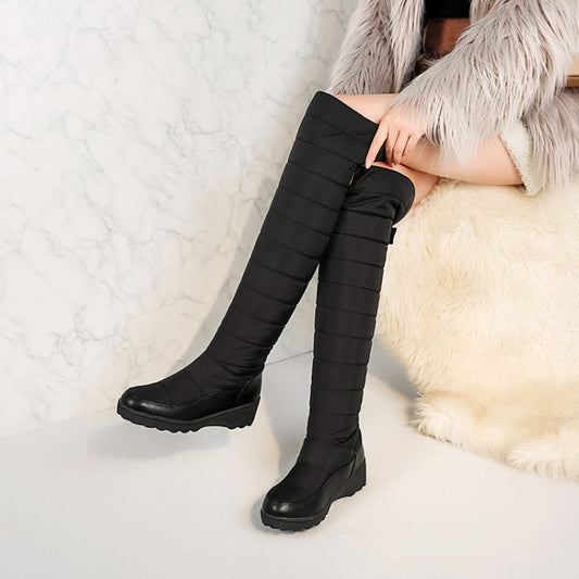 Ladies Wedge Heels Down Knee High Boots for Winter