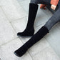 Flock Round Toe Zippers Wedge Heel Knee High Boots for Women