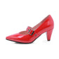 Ladies Pumps Glossy Pointed Toe Mary Janes Buckle Straps Cone Heel
