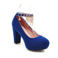 Ladies Suede Almond Toe Rhinestone Tassel Chunky High Heel Platform Pumps Wedding Shoes