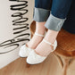 Ladies Round Toe Butterfly Knot Ankle Strap Block Heels Sandals