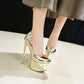 Ladies Bling Bling Almond Toe Stiletto Heel Platform Pumps