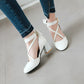 Ladies Ankle Strap Back Butterfly Knot Block Heel Sandals