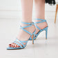Ladies Solid Color Pointed Toe Tie Stiletto High Heel Sandals
